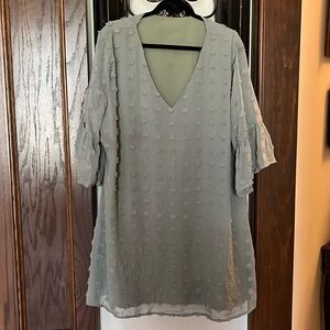 Green ruffle sleeve short dress women’s 3XL